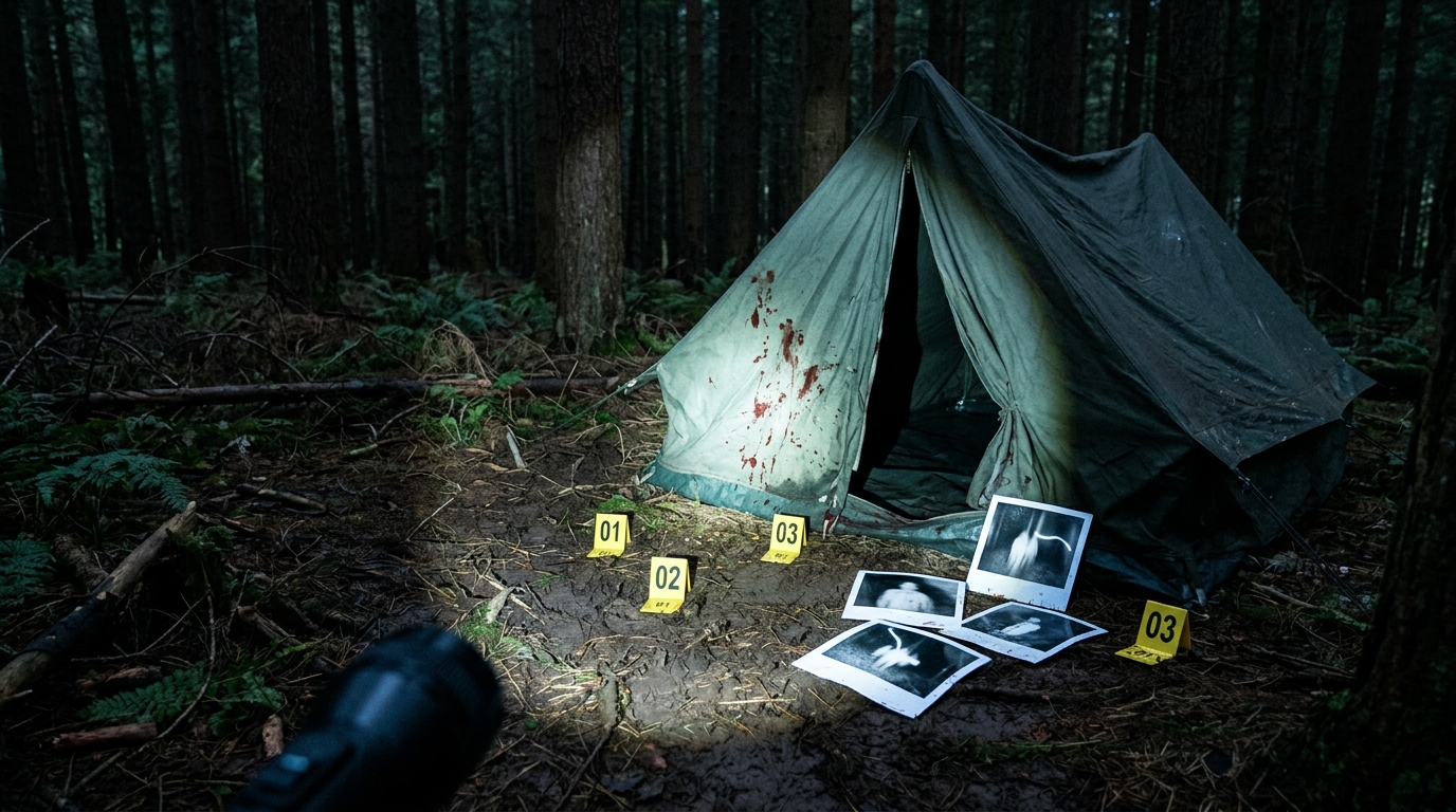 THE SIGNAL: bloodied tent with supernatural polaroid evidence